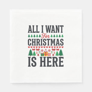 Christmas Gifts Holiday Typography Design Napkin