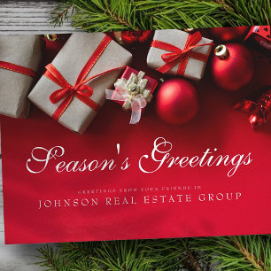 Christmas Gifts in Red   Season's Greetings Postcard