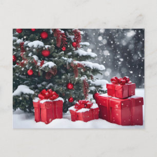 Christmas Gifts In Snow Holiday Postcard