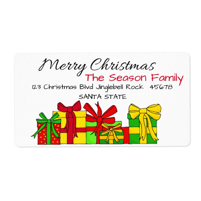 Christmas gifts  Merry Christmas  address label (Front)