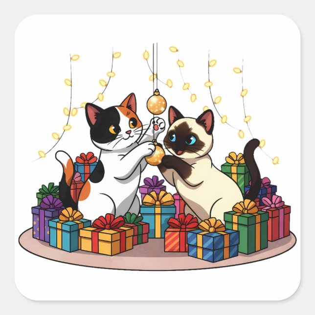 Christmas Gifts & Ornaments Cats Square Sticker (Front)