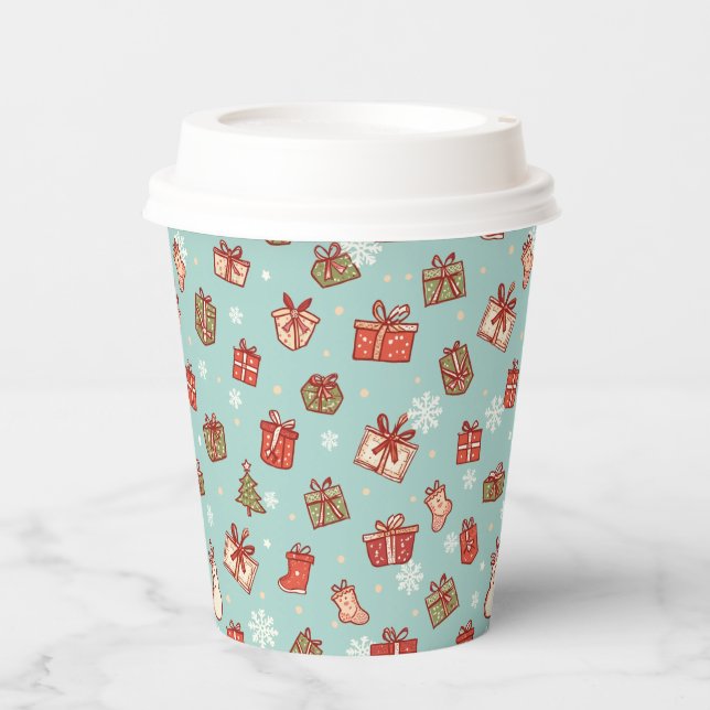Christmas Gifts Pattern Paper Cups (Front)
