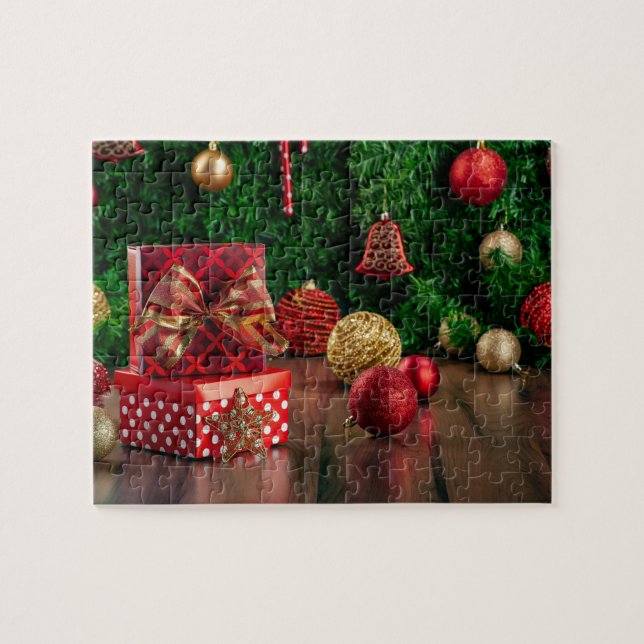 Christmas Gifts Red Jigsaw Puzzle (Horizontal)