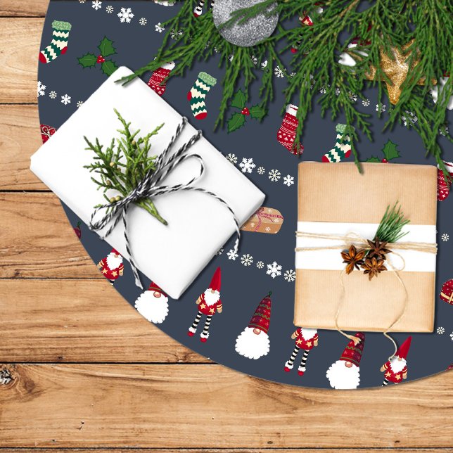 Christmas gifts, Santa Claus and snowflakes Brushed Polyester Tree Skirt (Creator Uploaded)