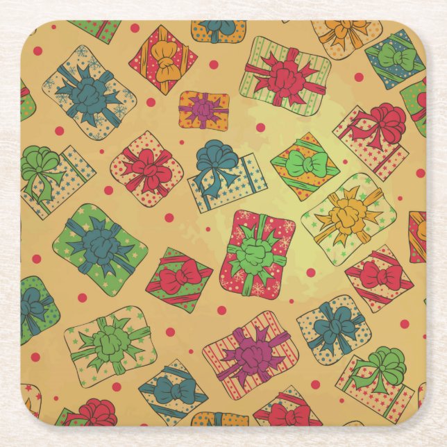 Christmas gifts square paper coaster (Front)