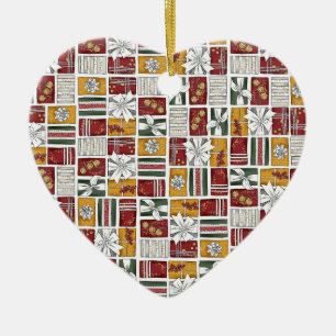 Christmas Gifts With Bow Ceramic Ornament