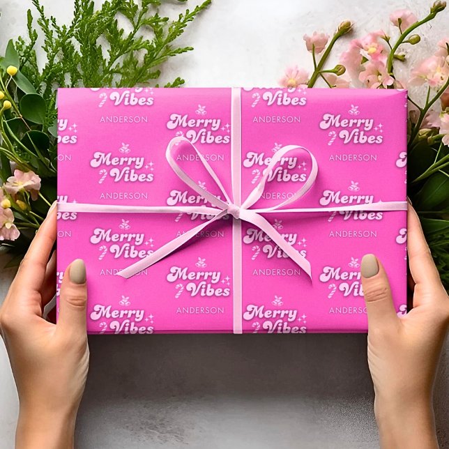 Christmas Giftwrap Merry Vibes Only Personalised  Wrapping Paper (Creator Uploaded)