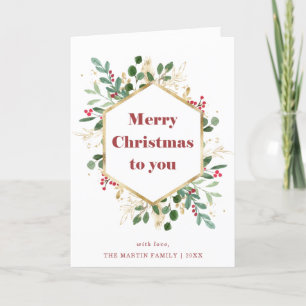 Christmas Gilded Greenery   Photo Inside Holiday Card