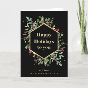 Christmas Gilded Greenery Photo Inside Holiday Card