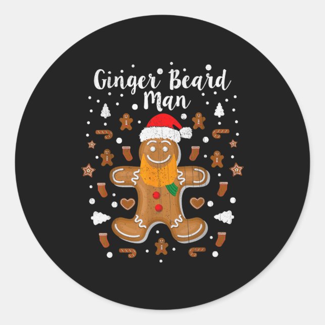 Christmas Ginger Beard Man Mustache Hair  Classic Round Sticker (Front)