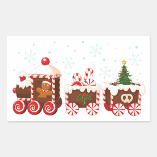 Christmas Ginger bread train Rectangular Sticker
