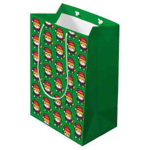 Christmas Ginger cat in Santa hat Medium Gift Bag