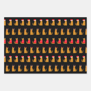 Christmas Ginger Cats in Festive Hats Wrapping Paper Sheet