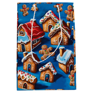 Christmas ginger Cookies Houses Trees Holiday deco Medium Gift Bag