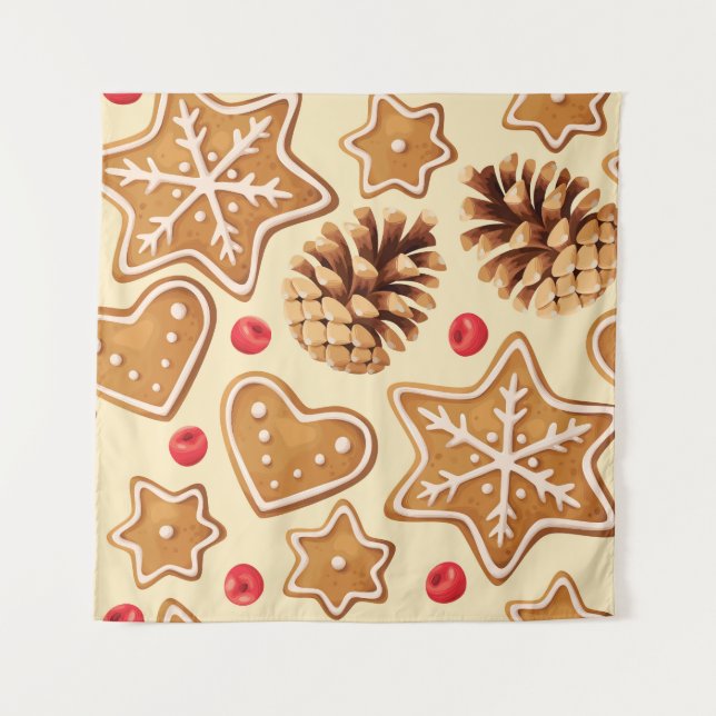Christmas Ginger: Festive Seamless Pattern. Tapestry (Front)