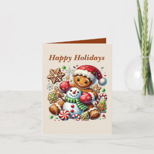 Christmas gingerbread add message Happy Holiday Card