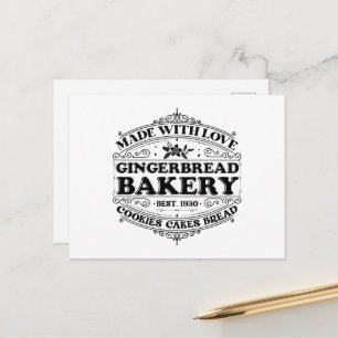 Christmas Gingerbread bakery word art Holiday Postcard
