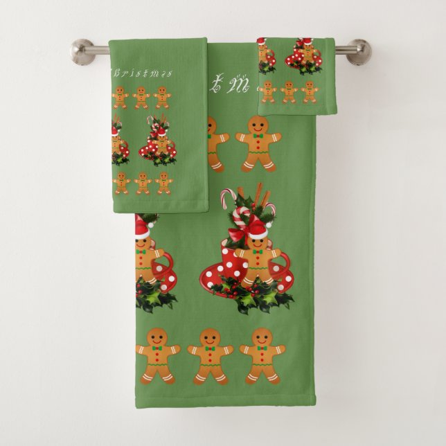 Christmas Gingerbread Bath Towel Set (Insitu)