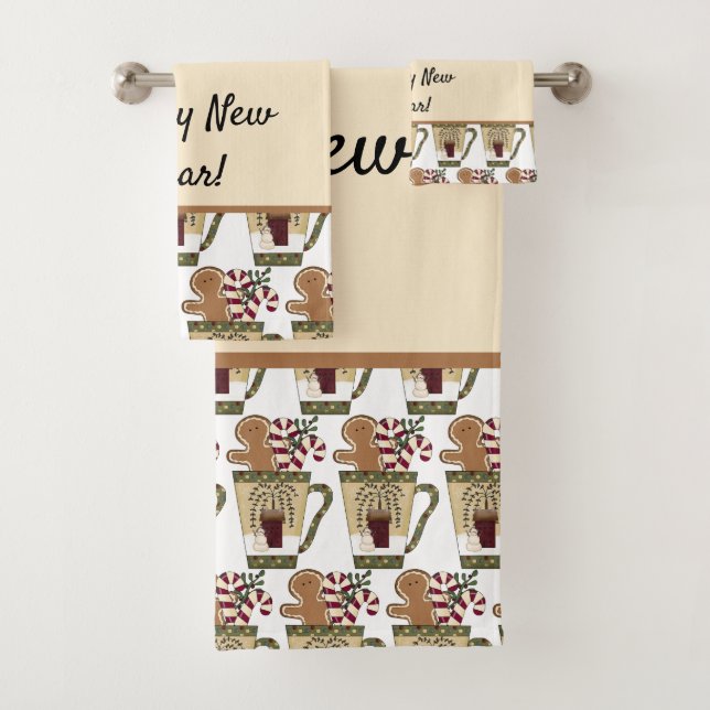 Christmas Gingerbread    Bath Towel Set (Insitu)