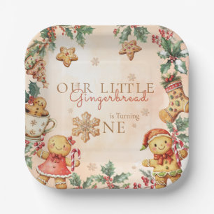 Christmas Gingerbread Birthday One Paper Plate