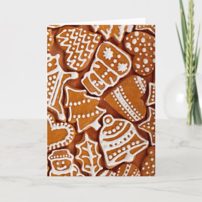 Christmas Gingerbread Biscuits Holiday Card (Front)