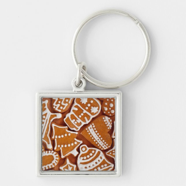 Christmas Gingerbread Biscuits Key Ring (Front)