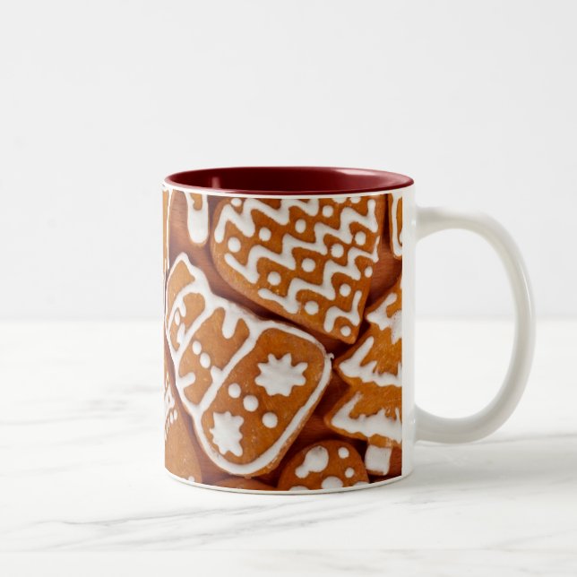 Christmas Gingerbread Biscuits Two-Tone Coffee Mug (Right)