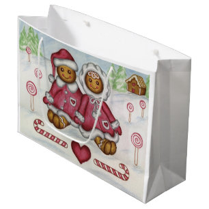 Christmas Gingerbread Boy and Girl Gift Bag