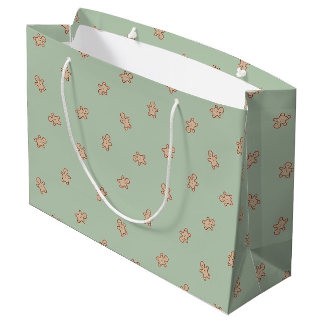 Christmas Gingerbread Boy Large Gift Bag (Back Angled)
