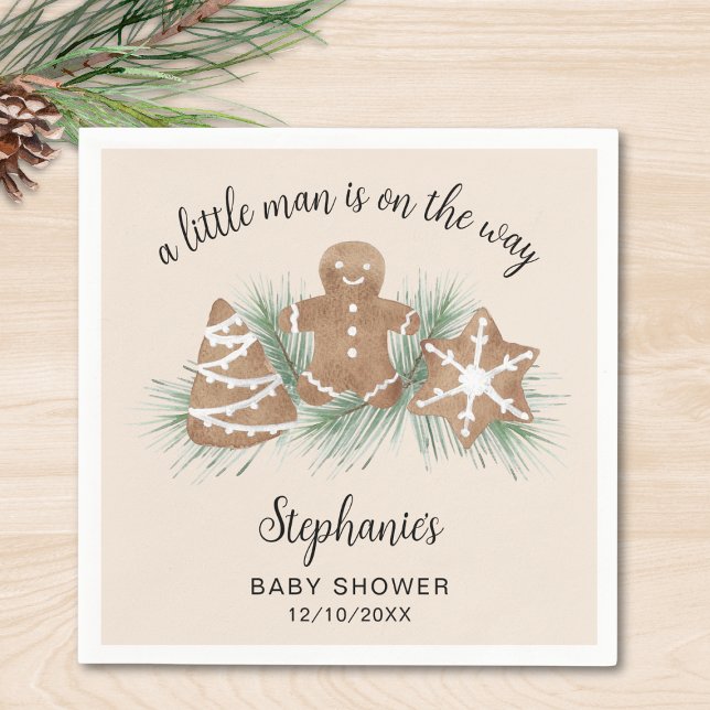 Christmas Gingerbread Boy's Baby Shower Napkin (Creator Uploaded)