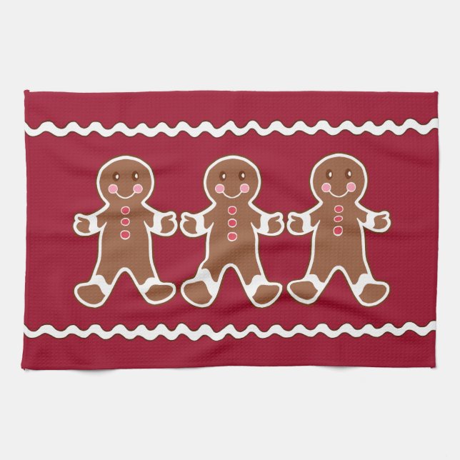 Christmas Gingerbread Boys Kitchen Towel  (Horizontal)