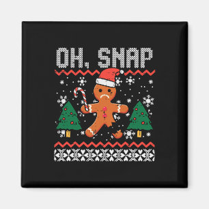 Christmas Gingerbread Broken Oh Snap Ugly Xmas Men Magnet