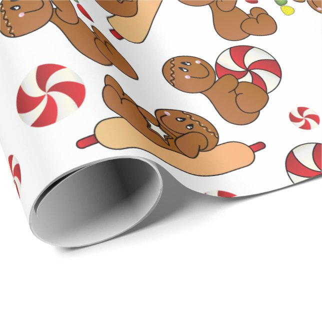 Christmas Gingerbread Candy Fun Wrapping Paper (Roll Corner)
