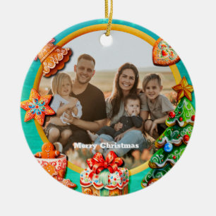 Christmas Gingerbread Candy House, and New Year Ceramic Ornament