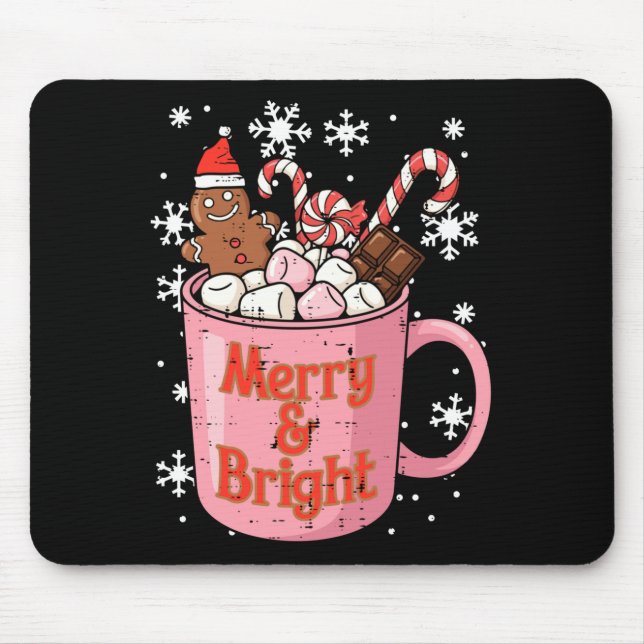 Christmas Gingerbread Cocoa Merry Bright Xmas Wome Mouse Pad (Front)