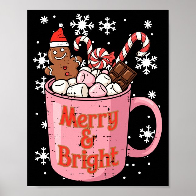 Christmas Gingerbread Cocoa Merry Bright Xmas Wome Poster (Front)