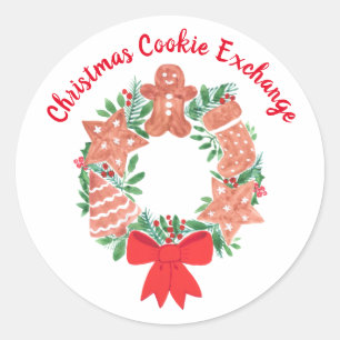Christmas Gingerbread Cookie Exchange  Classic Round Sticker