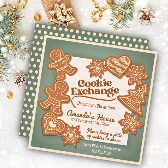 Christmas Gingerbread Cookie Exchange Invitation (Creator Uploaded)