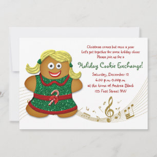 Christmas Gingerbread Cookie Exchange  Invitation