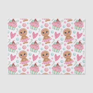 Christmas Gingerbread Cookie Girl Candy & Cupcakes Tissue Paper