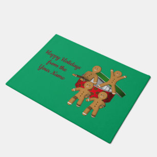 Christmas Gingerbread Cookie Men Personalised Doormat