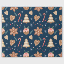Christmas Gingerbread Cookie Navy Seamless pattern