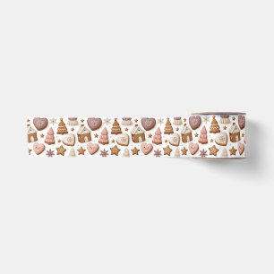 Christmas Gingerbread Cookie Pattern Satin Ribbon