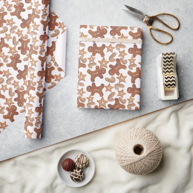Christmas Gingerbread Cookie Pattern Wrapping Paper (Crafts)