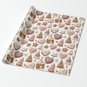 Christmas Gingerbread Cookie Pattern Wrapping Paper