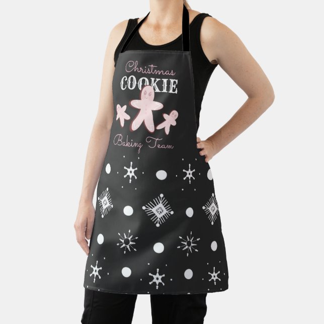 Christmas Gingerbread Cookie Pink Baking Team   Apron (Insitu)
