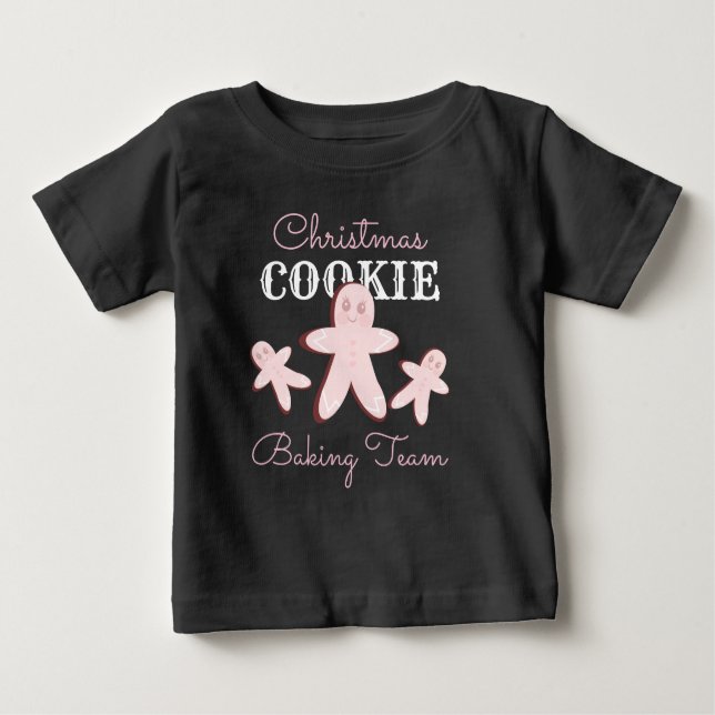 Christmas Gingerbread Cookie Pink Baking Team    Baby T-Shirt (Front)