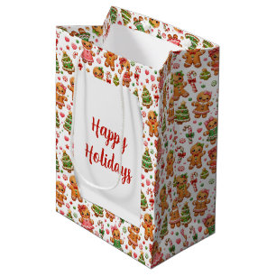 Christmas Gingerbread Cookies and Candy Canes Medium Gift Bag