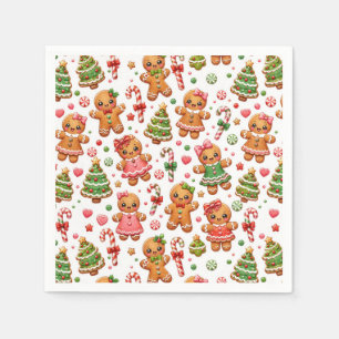 Christmas Gingerbread Cookies and Candy Canes Napkin