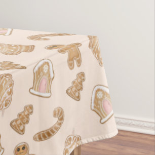 Christmas Gingerbread Cookies Candy Canes  Tablecloth